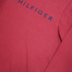 TOMMY HILFIGER Womens Red Sweatshirt Crew Neck M Logo Embroidered Cotton Blend
