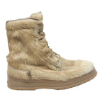 HOGAN Womens Ankle Boots Beige Synthetic UK 6 Faux Fur Fashion Casual