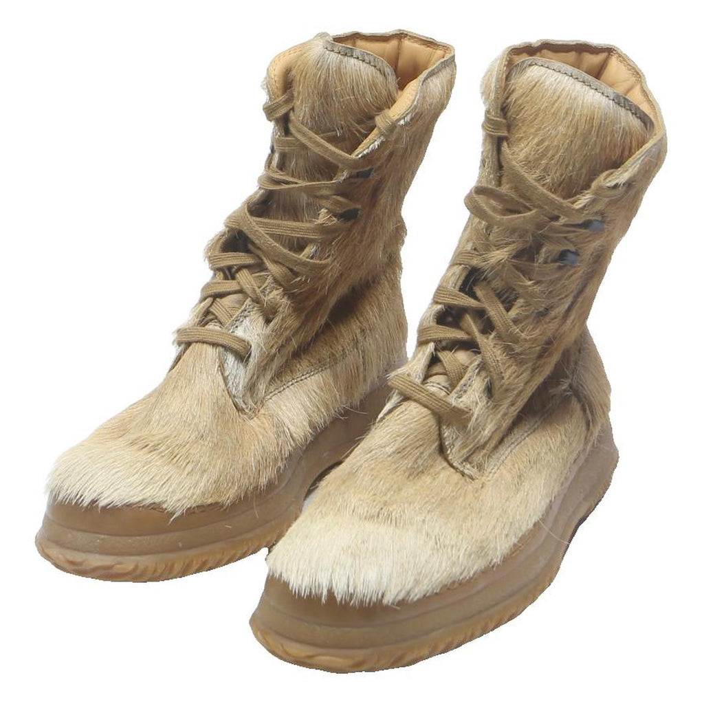 HOGAN Womens Ankle Boots Beige Synthetic UK 6 Faux Fur Fashion Casual