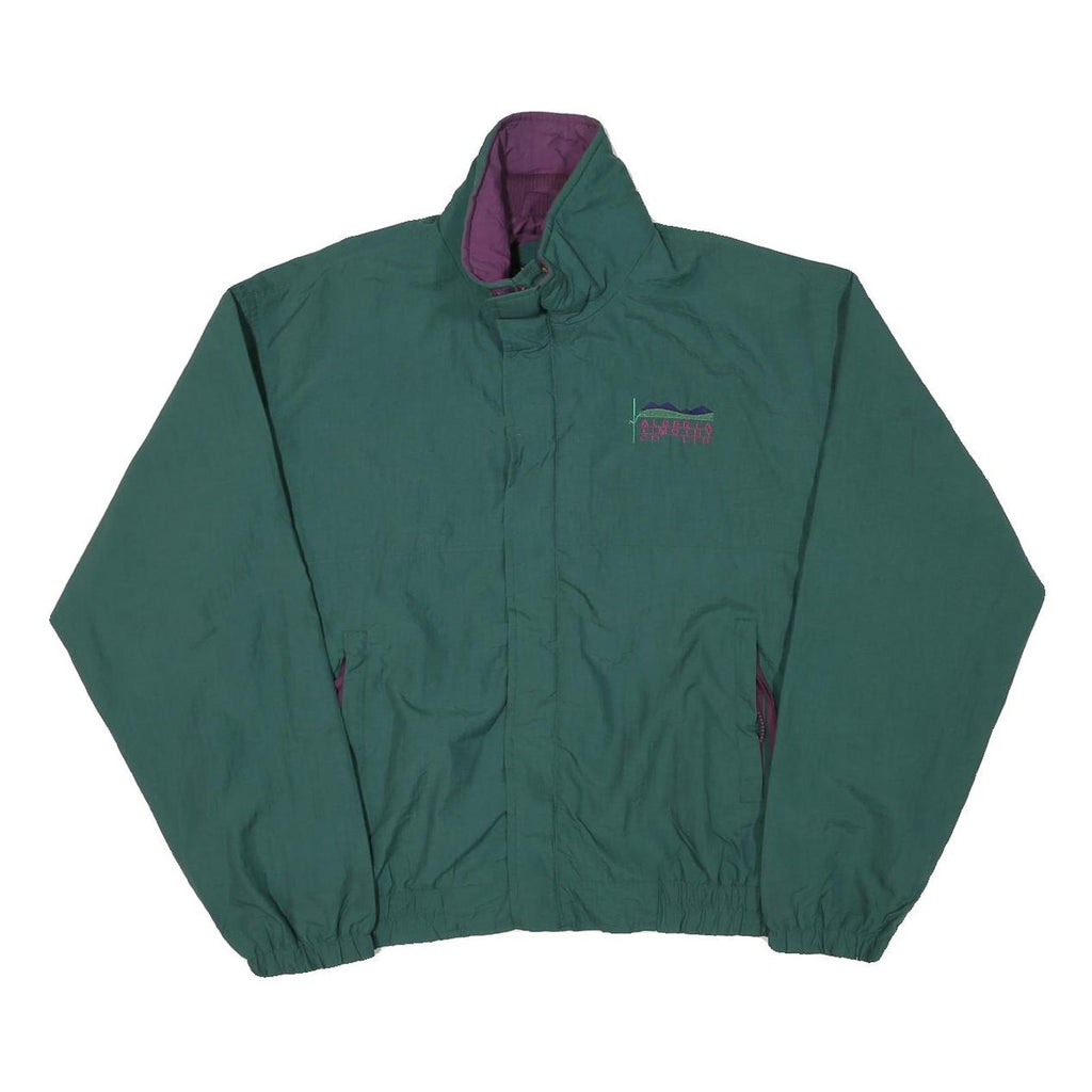AMANATI Mens Green Purple Zip Jacket M Polyester Blend Plain Casual Lightweight