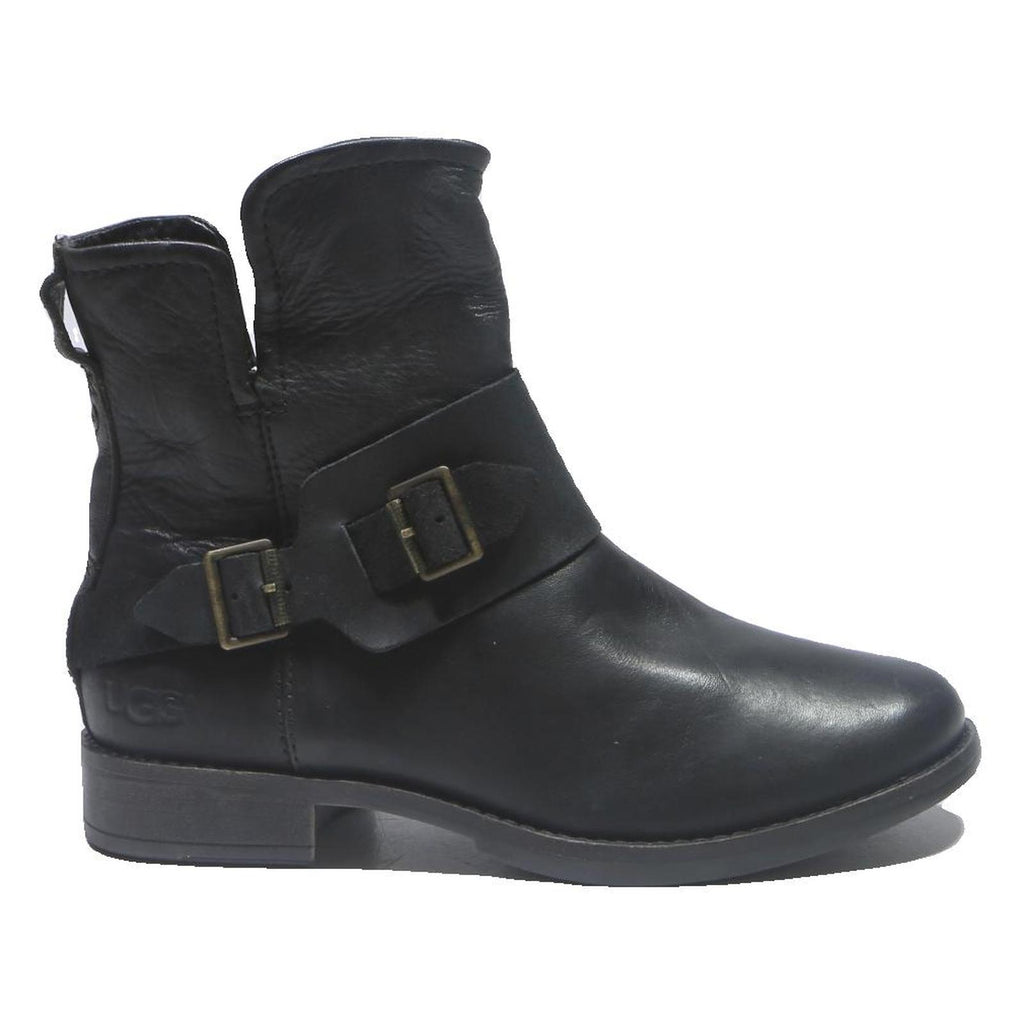 UGG Lidell Womens Black Leather Ankle Boots UK 4.5 Comfortable Stylish