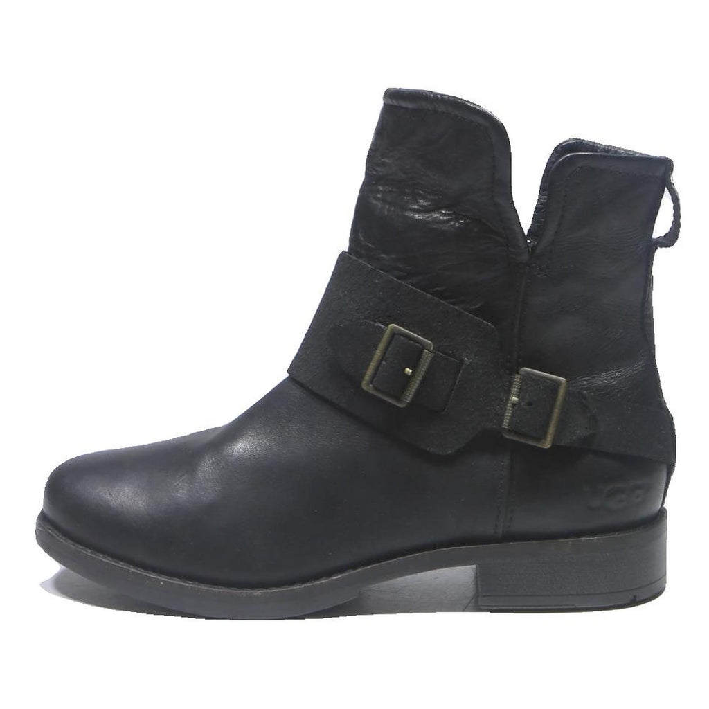 UGG Lidell Womens Black Leather Ankle Boots UK 4.5 Comfortable Stylish