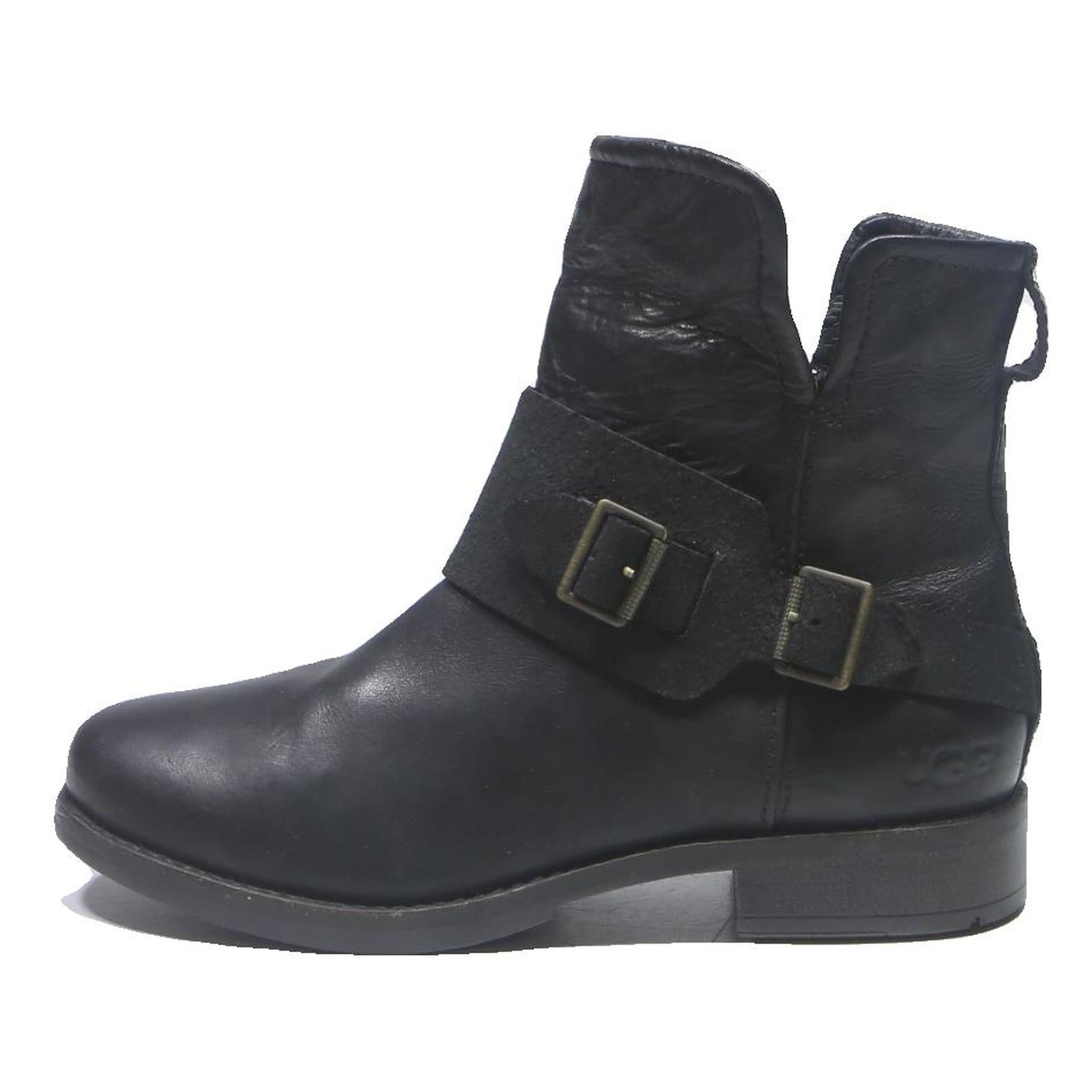 UGG Lidell Womens Black Leather Ankle Boots UK 4.5 Comfortable Stylish