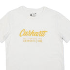 CARHARTT Womens White Yellow Graphic T-Shirt S Short Sleeve Crew Neck Casual