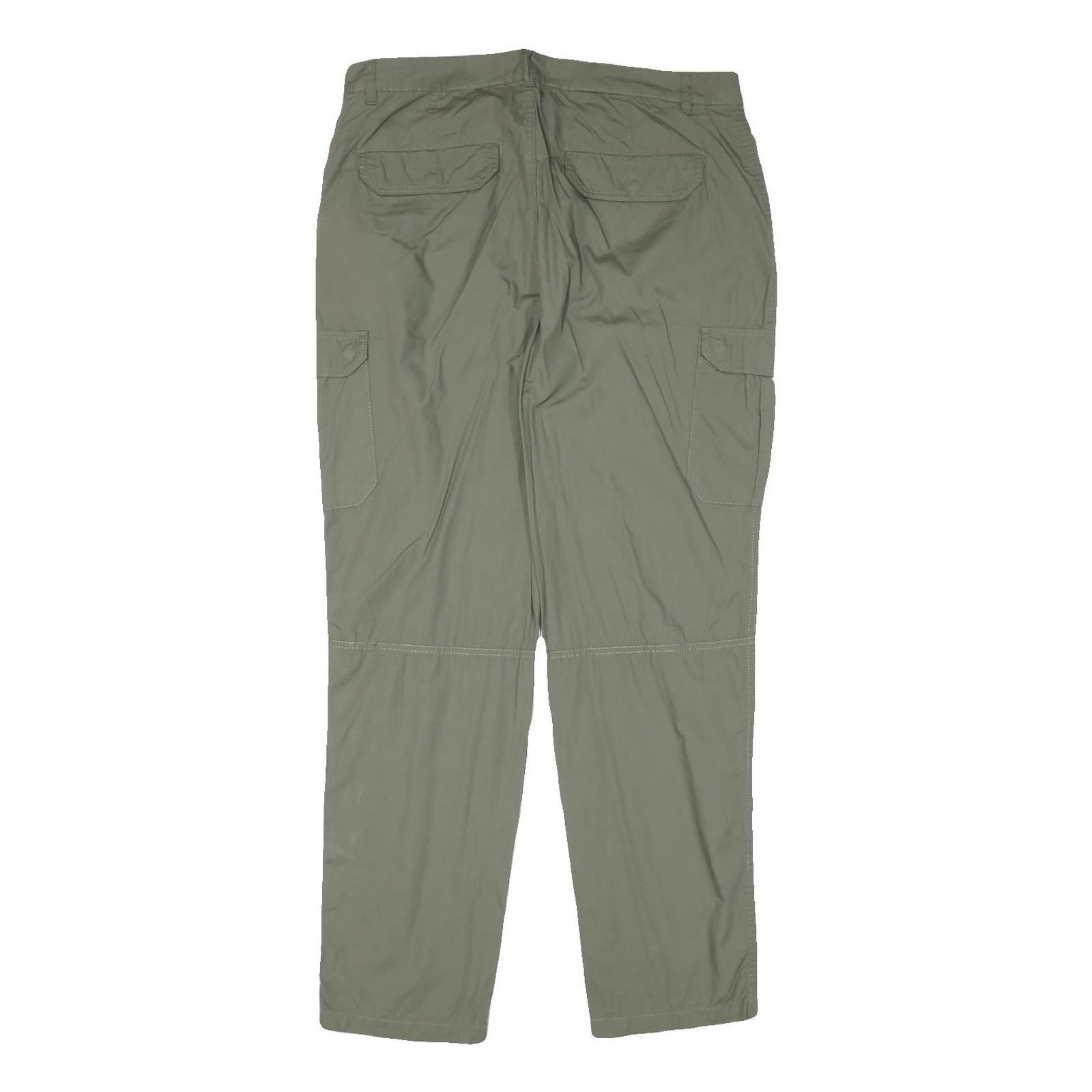 CHICOREE Womens Relaxed Woven Green Cargo Trousers W34 L30 Zip Closure