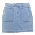 ANN TAYLOR Womens Blue Denim Mini Skirt Cotton Blend S Casual Simple Pockets