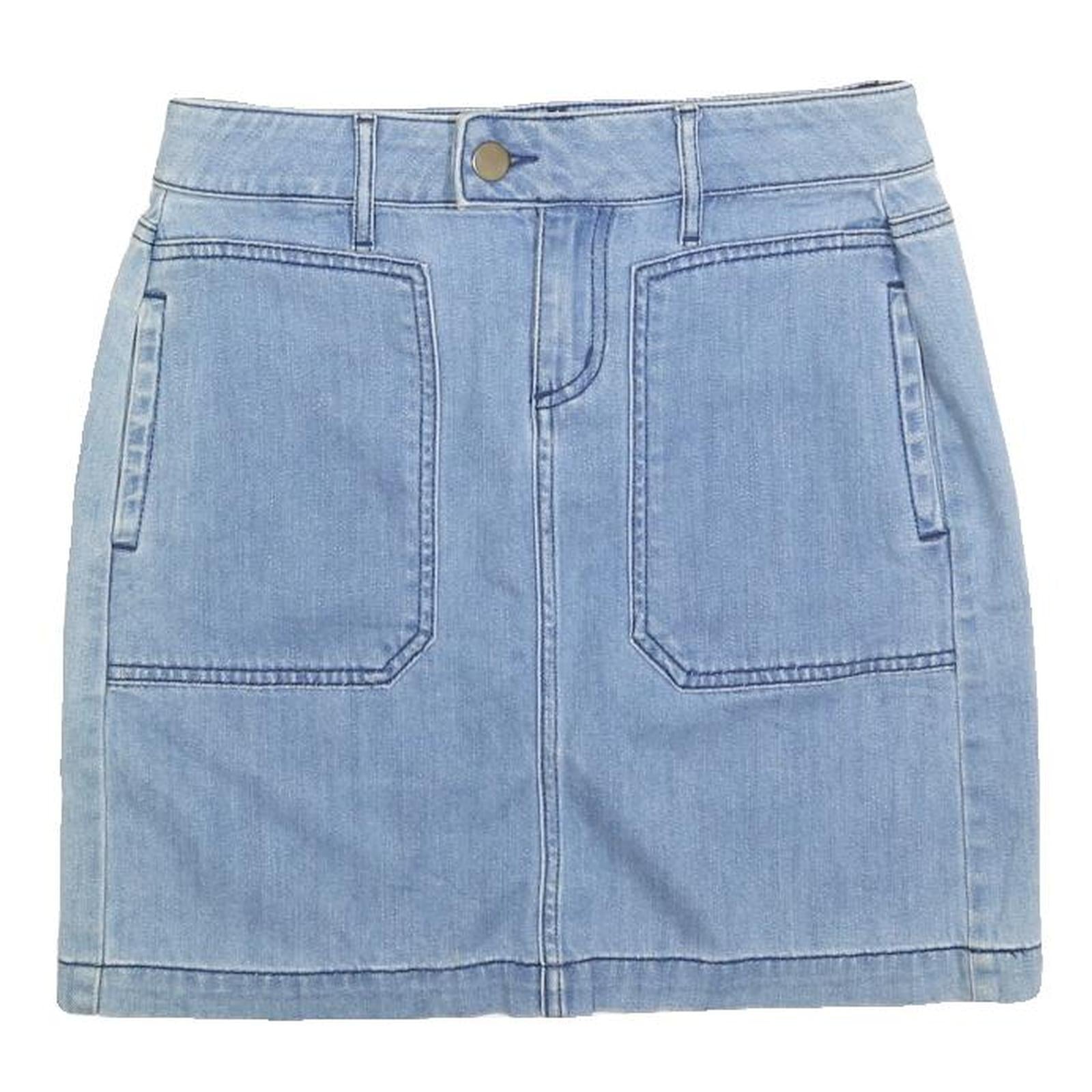 ANN TAYLOR Womens Blue Denim Mini Skirt Cotton Blend S Casual Simple Pockets