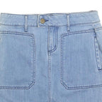 ANN TAYLOR Womens Blue Denim Mini Skirt Cotton Blend S Casual Simple Pockets
