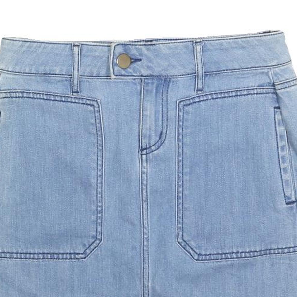 ANN TAYLOR Womens Blue Denim Mini Skirt Cotton Blend S Casual Simple Pockets