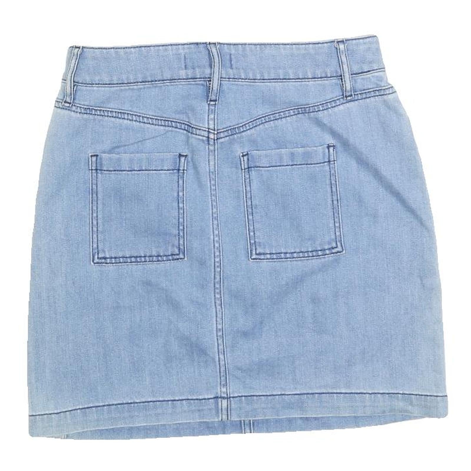 ANN TAYLOR Womens Blue Denim Mini Skirt Cotton Blend S Casual Simple Pockets