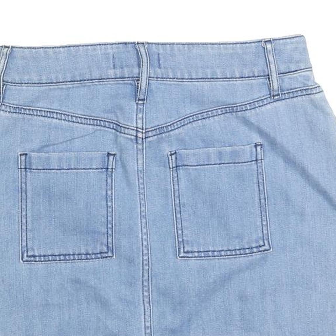 ANN TAYLOR Womens Blue Denim Mini Skirt Cotton Blend S Casual Simple Pockets
