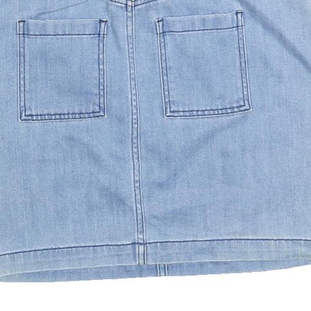 ANN TAYLOR Womens Blue Denim Mini Skirt Cotton Blend S Casual Simple Pockets