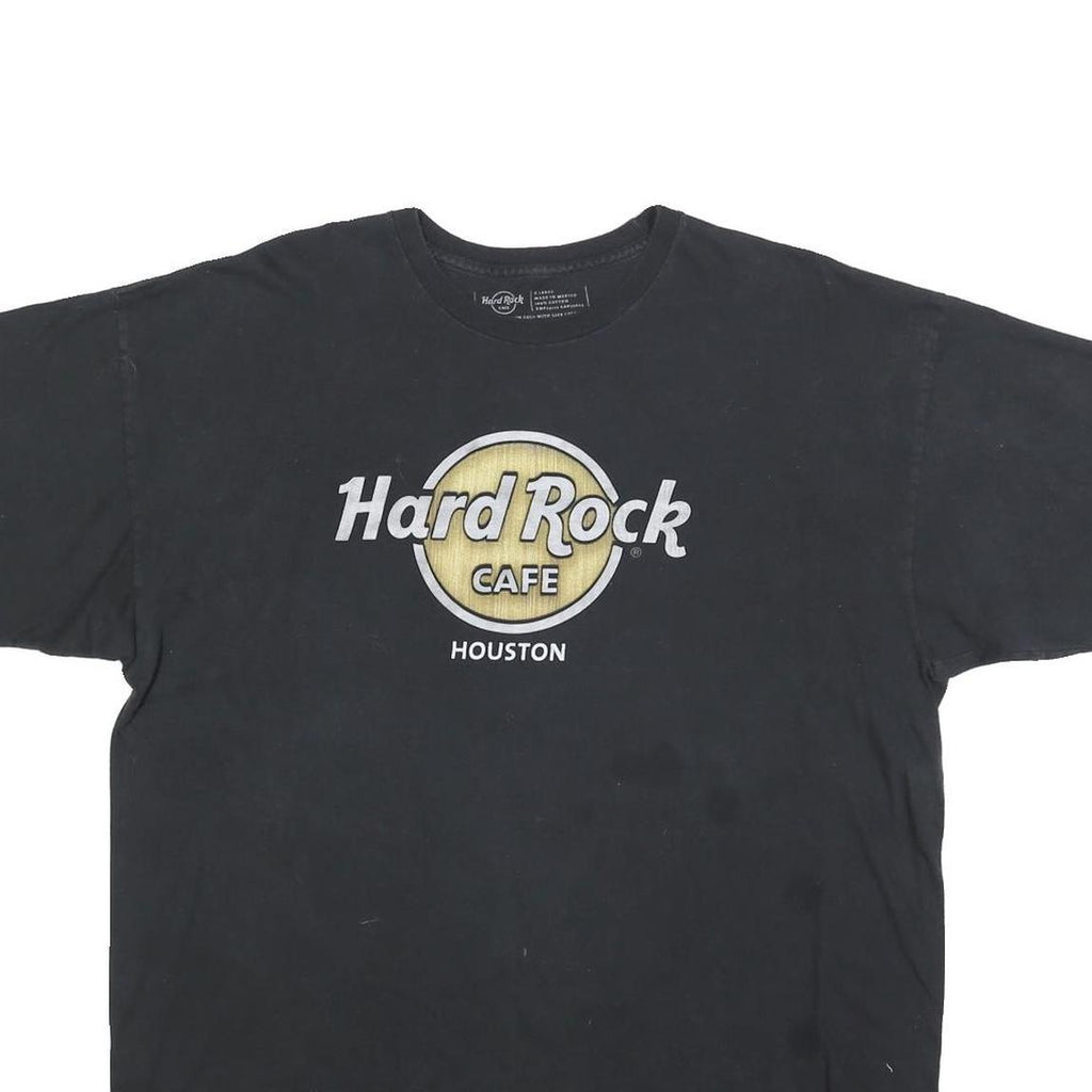 HARD ROCK CAFE Mens Black XL Graphic T-Shirt Short Sleeve Crew Neck Houston