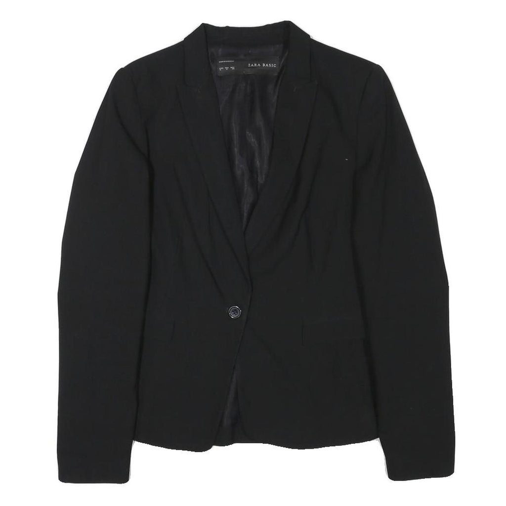 ZARA BASIC Womens Black Classic Jacket M Polyester Blend Button Plain Stylish