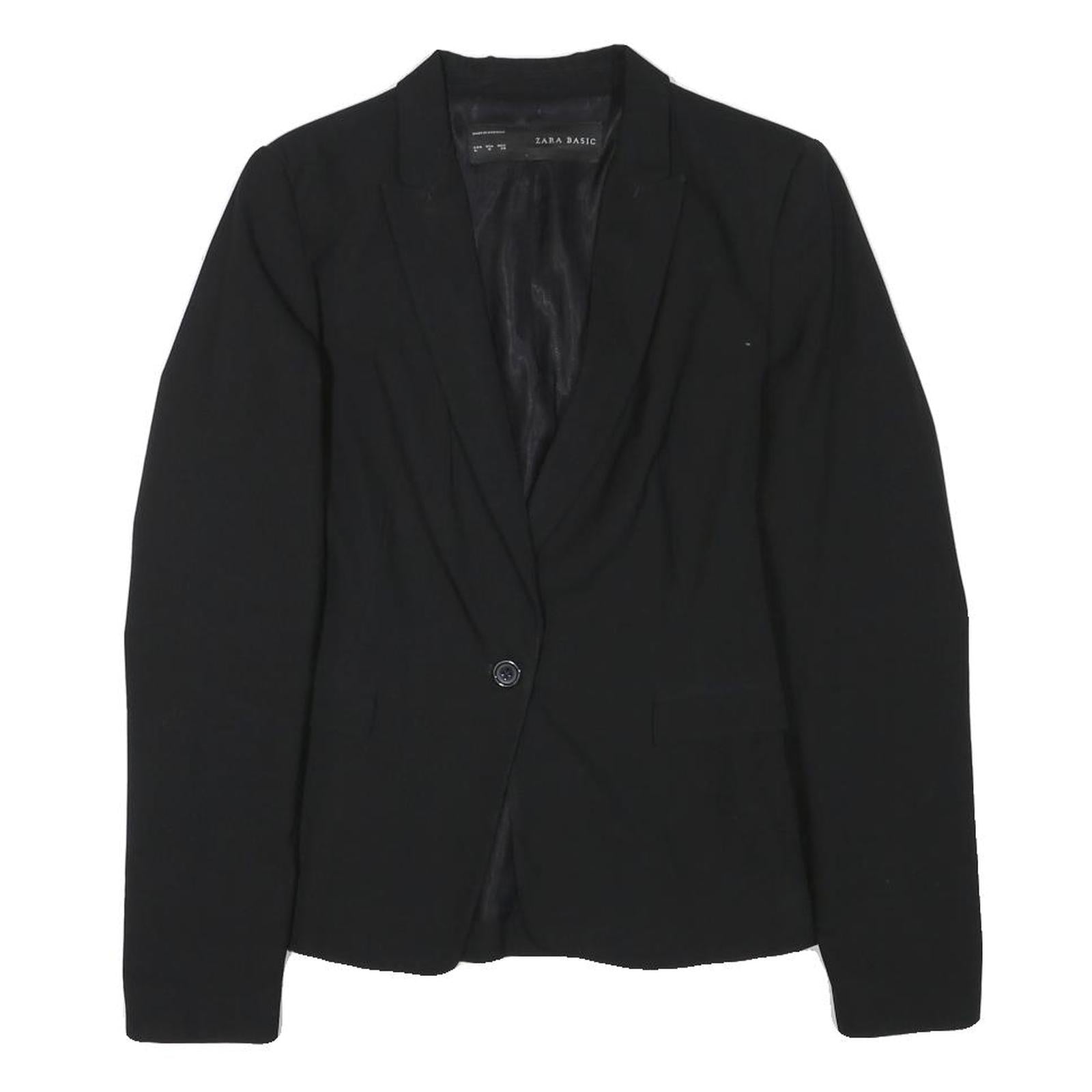 ZARA BASIC Womens Black Classic Jacket M Polyester Blend Button Plain Stylish