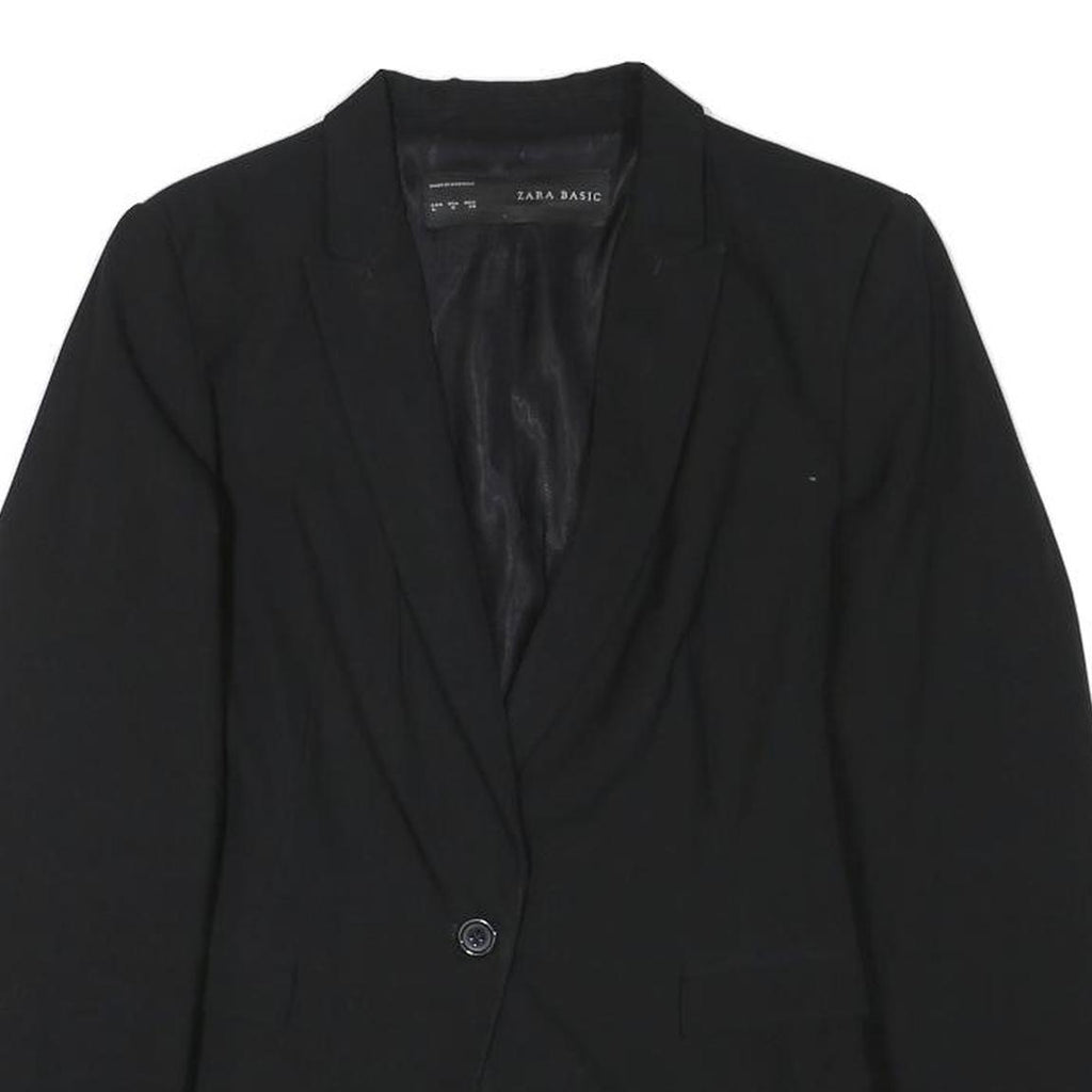 ZARA BASIC Womens Black Classic Jacket M Polyester Blend Button Plain Stylish