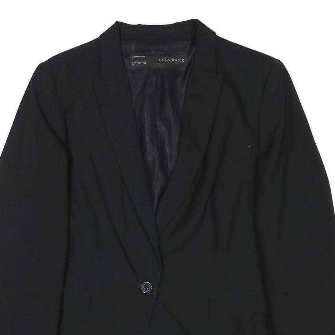 ZARA BASIC Womens Black Classic Jacket M Polyester Blend Button Plain Stylish