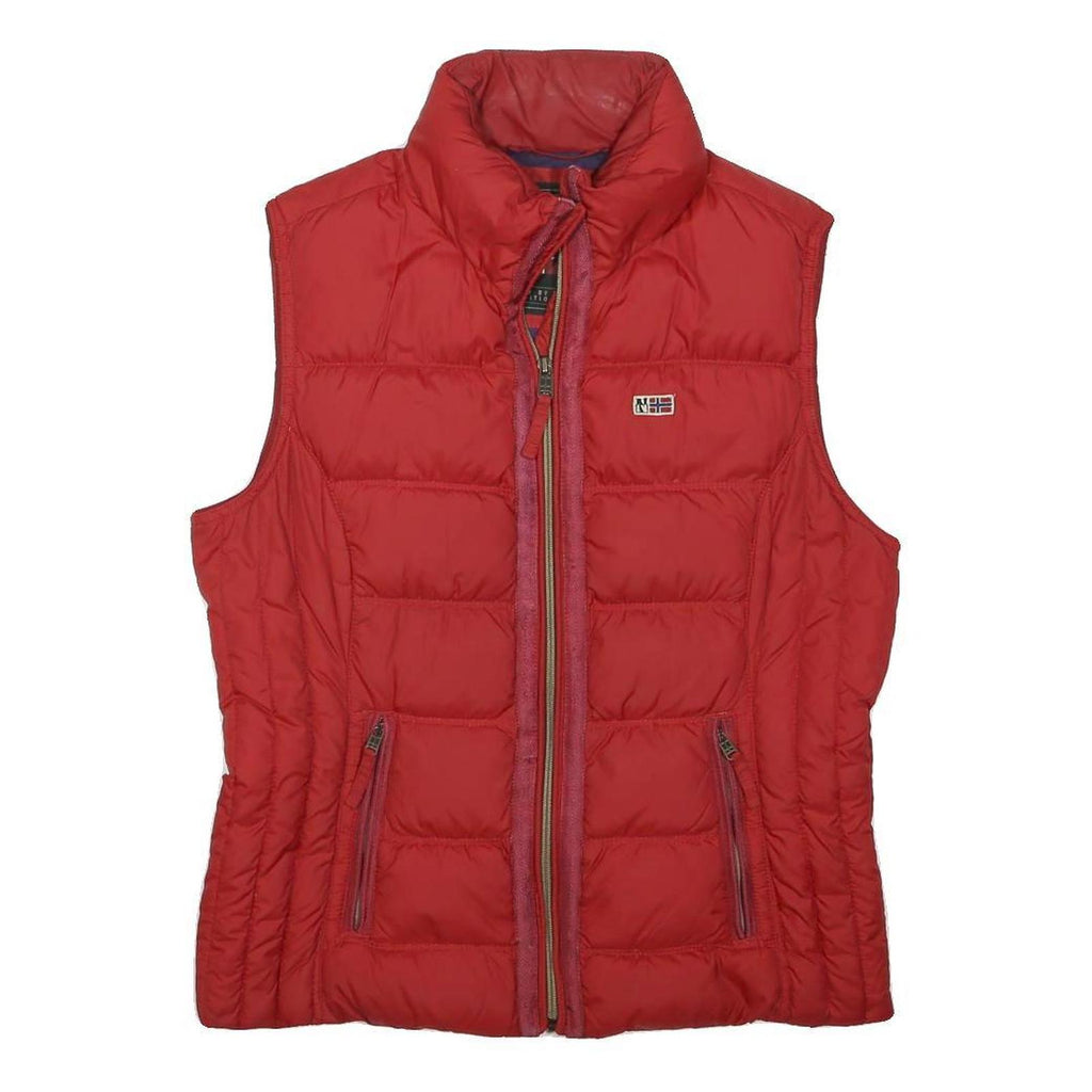 NAPAPIJRI Womens Red Sleeveless Quilted Jacket M Polyester Blend Zip Puffer Vest