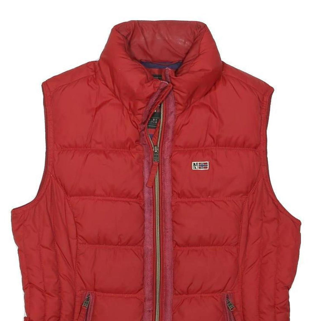 NAPAPIJRI Womens Red Sleeveless Quilted Jacket M Polyester Blend Zip Puffer Vest