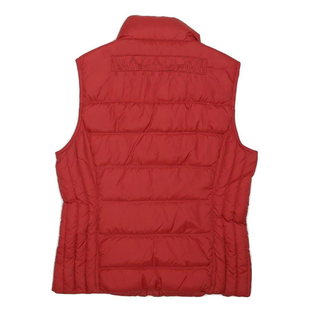 NAPAPIJRI Womens Red Sleeveless Quilted Jacket M Polyester Blend Zip Puffer Vest
