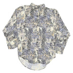 Womens Cream & Grey Abstract Pattern Cotton Blend Shirt L Oversized Casual