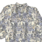 Womens Cream & Grey Abstract Pattern Cotton Blend Shirt L Oversized Casual