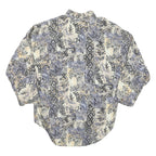 Womens Cream & Grey Abstract Pattern Cotton Blend Shirt L Oversized Casual
