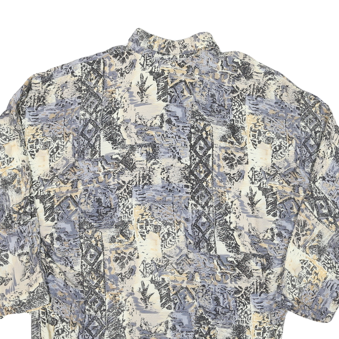 Womens Cream & Grey Abstract Pattern Cotton Blend Shirt L Oversized Casual