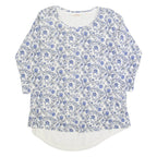 FAT FACE Womens Printed Top Blue Long Sleeve Floral UK 8
