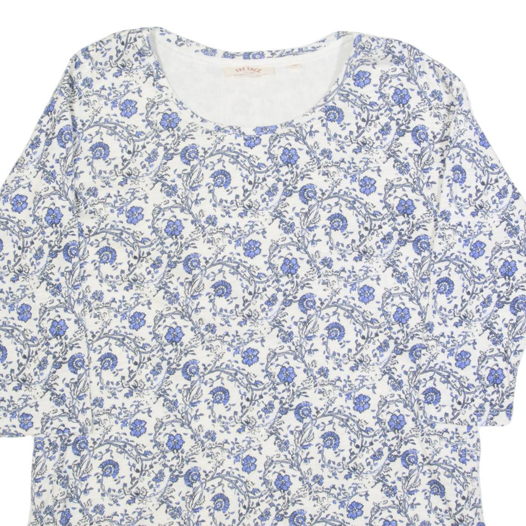 FAT FACE Womens Printed Top Blue Long Sleeve Floral UK 8