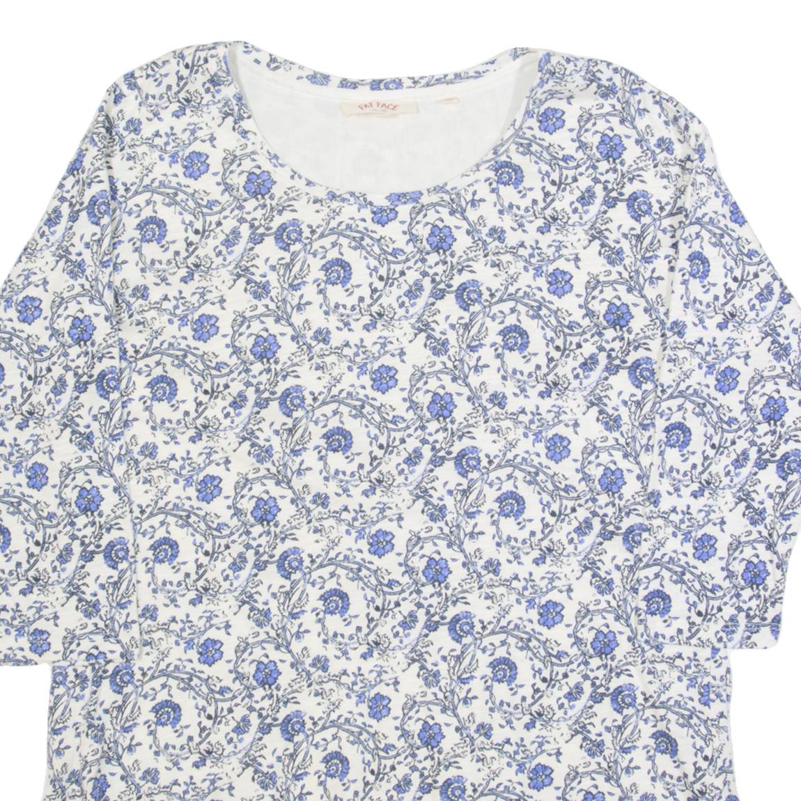 FAT FACE Womens Printed Top Blue Long Sleeve Floral UK 8