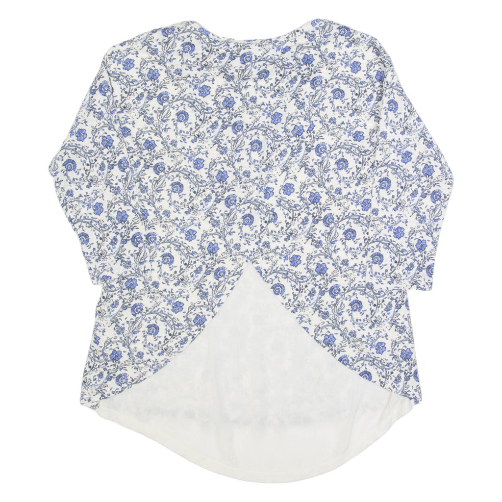 FAT FACE Womens Printed Top Blue Long Sleeve Floral UK 8