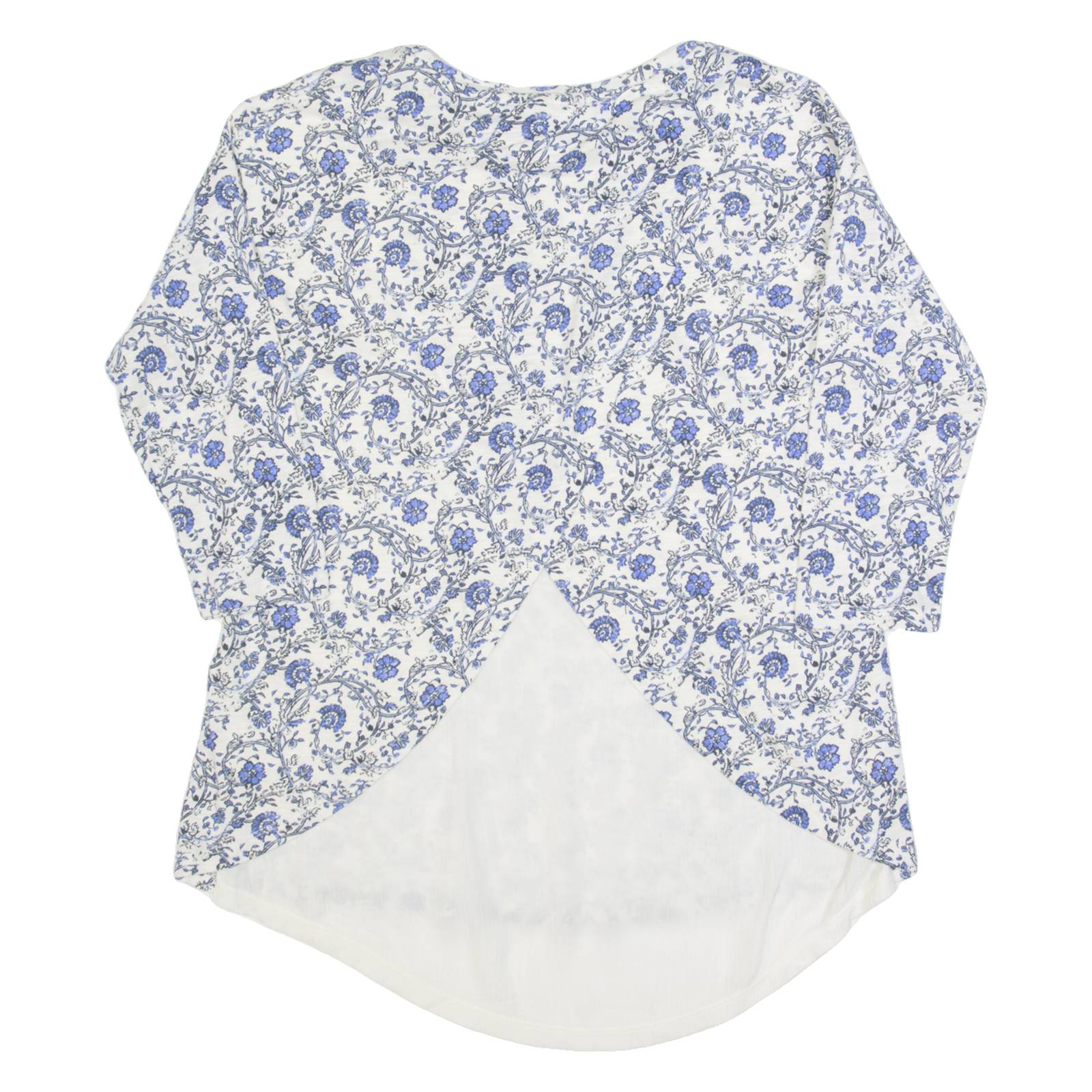 FAT FACE Womens Printed Top Blue Long Sleeve Floral UK 8
