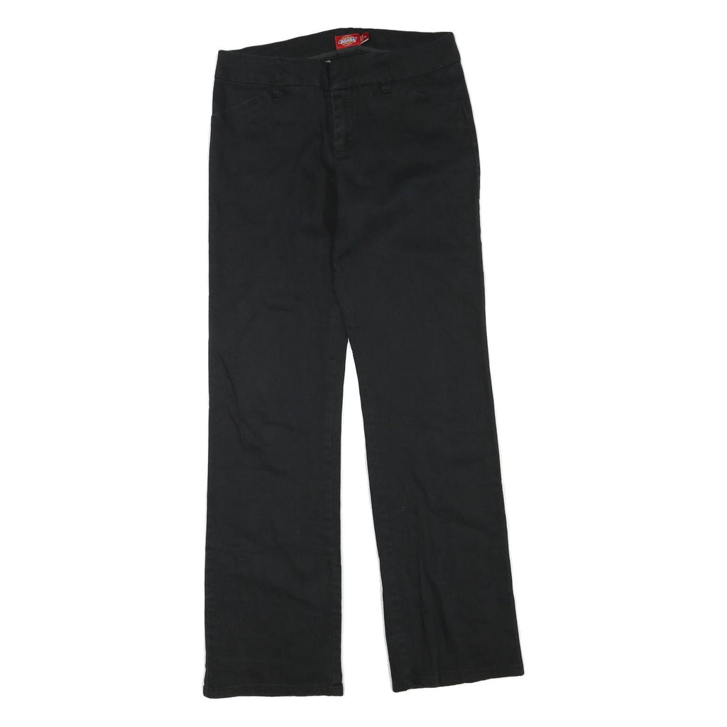 DICKIES Womens Cotton Blend Black Regular Straight Trousers W30 L32 Workwear