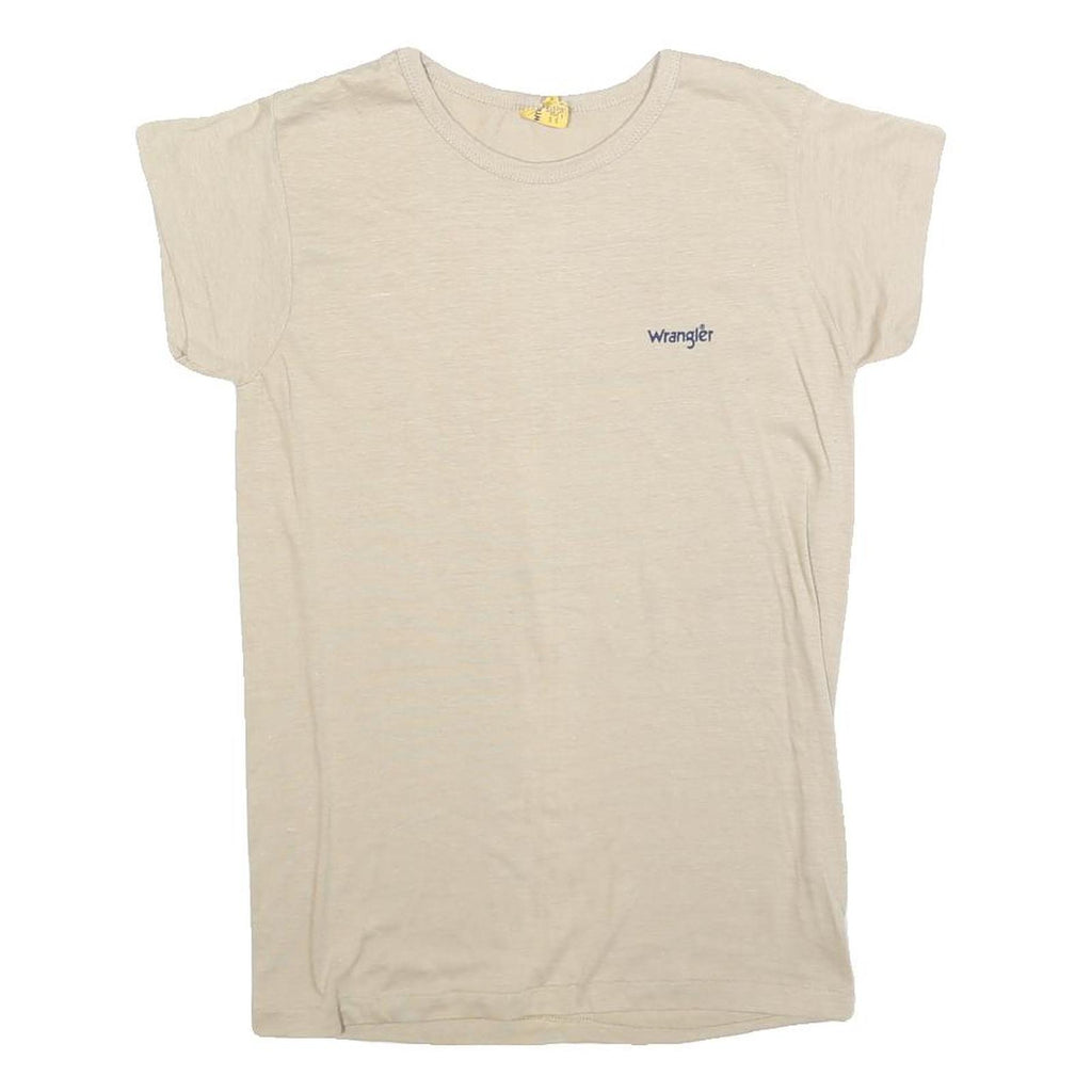 WRANGLER Womens Cream S Short Sleeve Crew Neck Classic Cotton Blend T-Shirt