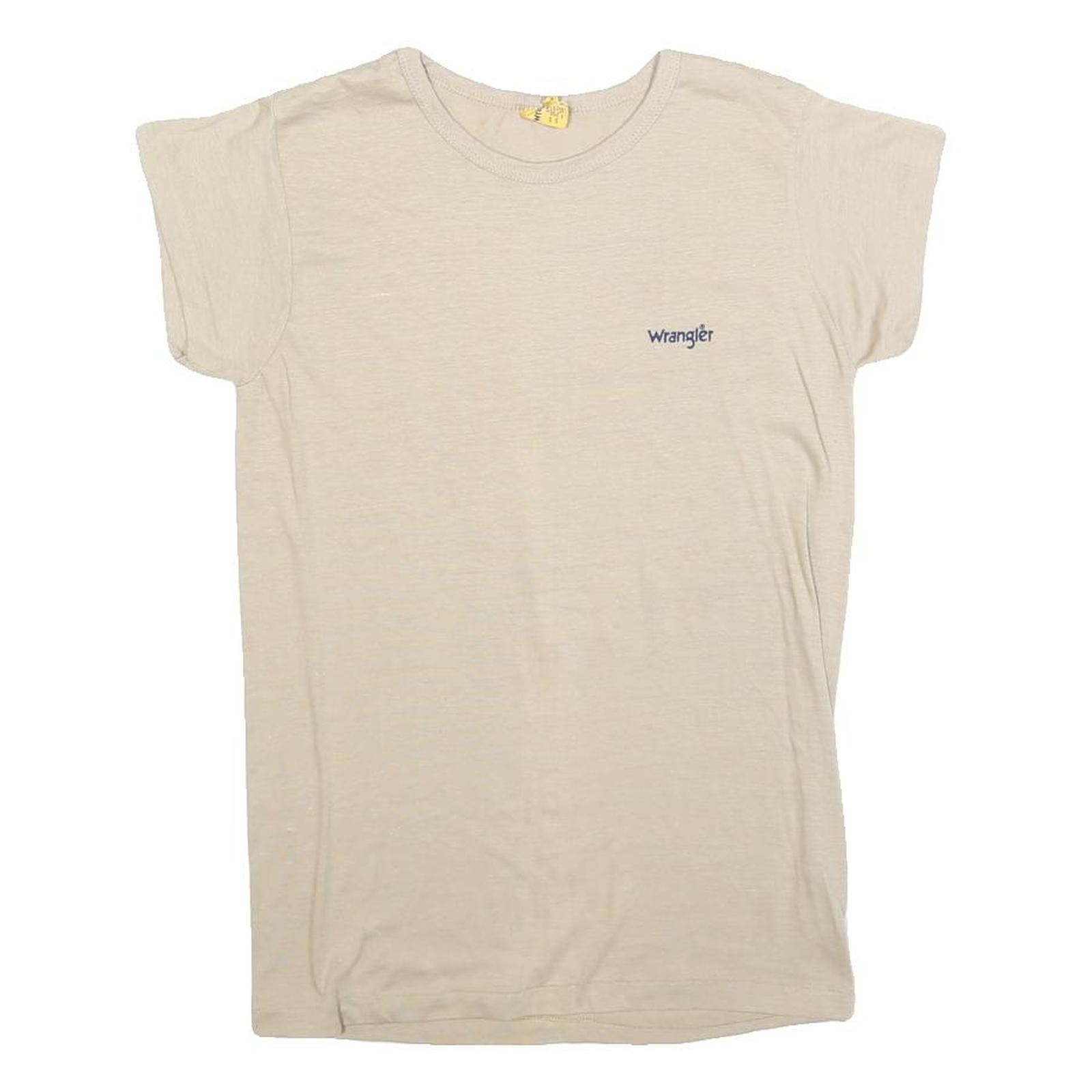 WRANGLER Womens Cream S Short Sleeve Crew Neck Classic Cotton Blend T-Shirt
