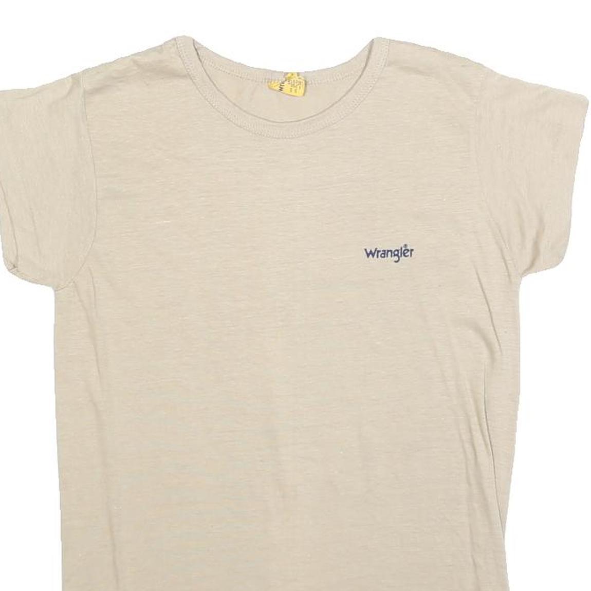 WRANGLER Womens Cream S Short Sleeve Crew Neck Classic Cotton Blend T-Shirt