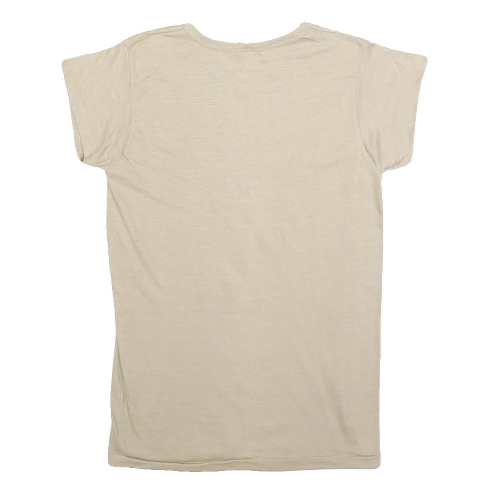 WRANGLER Womens Cream S Short Sleeve Crew Neck Classic Cotton Blend T-Shirt