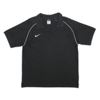 NIKE Mens Black Short Sleeve Plain Polo Shirt L Cotton Blend Sports Performance