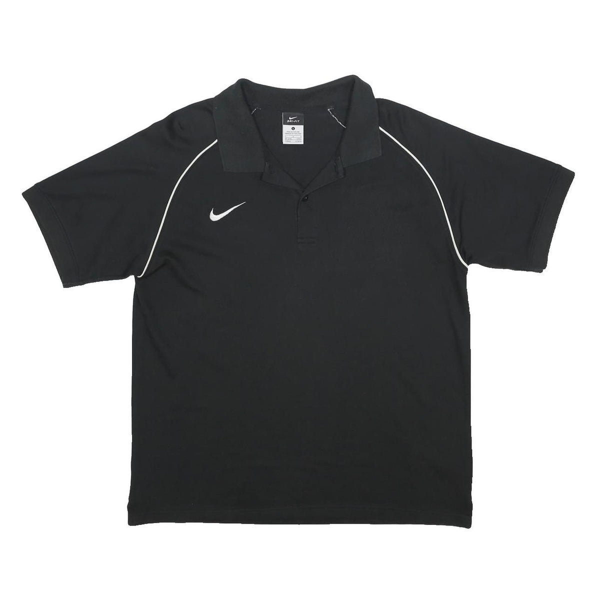 NIKE Mens Black Short Sleeve Plain Polo Shirt L Cotton Blend Sports Performance