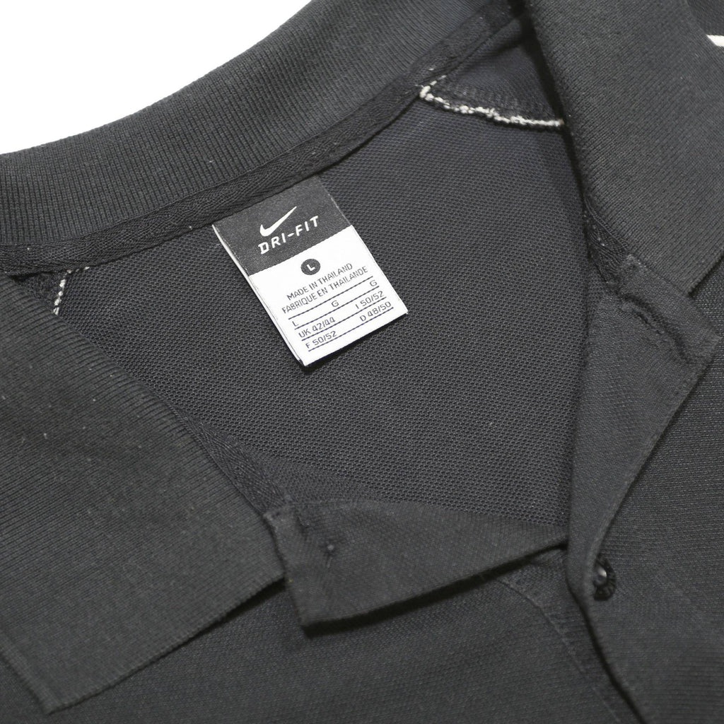 NIKE Mens Black Short Sleeve Plain Polo Shirt L Cotton Blend Sports Performance