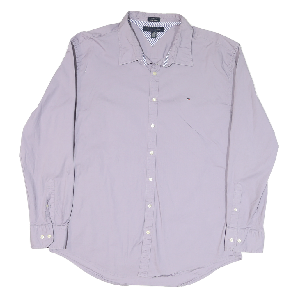 TOMMY HILFIGER Mens Purple Casual Shirt 2XL Cotton Blend Long Sleeve Button