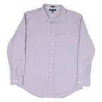 TOMMY HILFIGER Mens Purple Casual Shirt 2XL Cotton Blend Long Sleeve Button