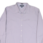 TOMMY HILFIGER Mens Purple Casual Shirt 2XL Cotton Blend Long Sleeve Button