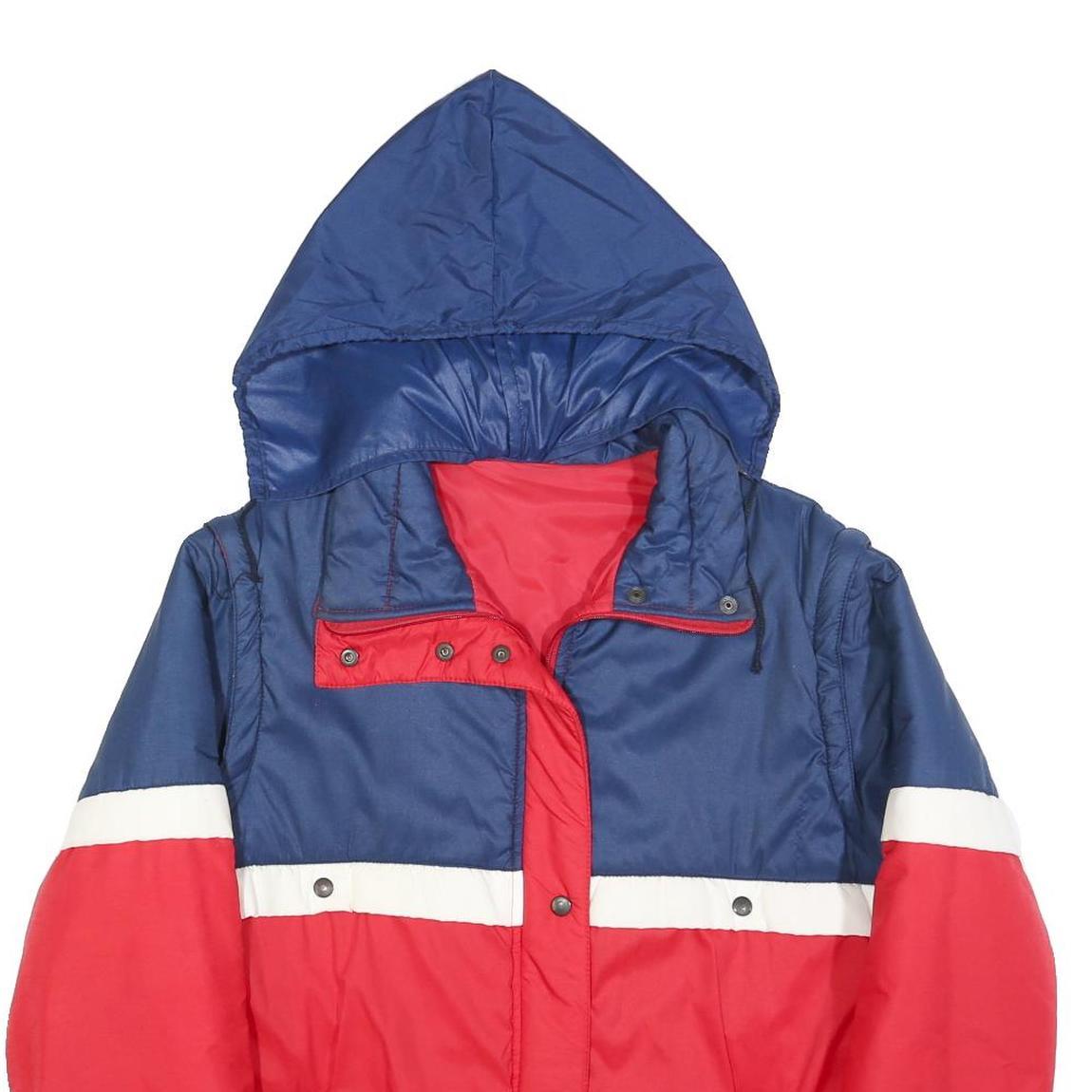 ETIREL Womens Blue & Red Colourblock Hooded Jacket M Polyester Blend Zip