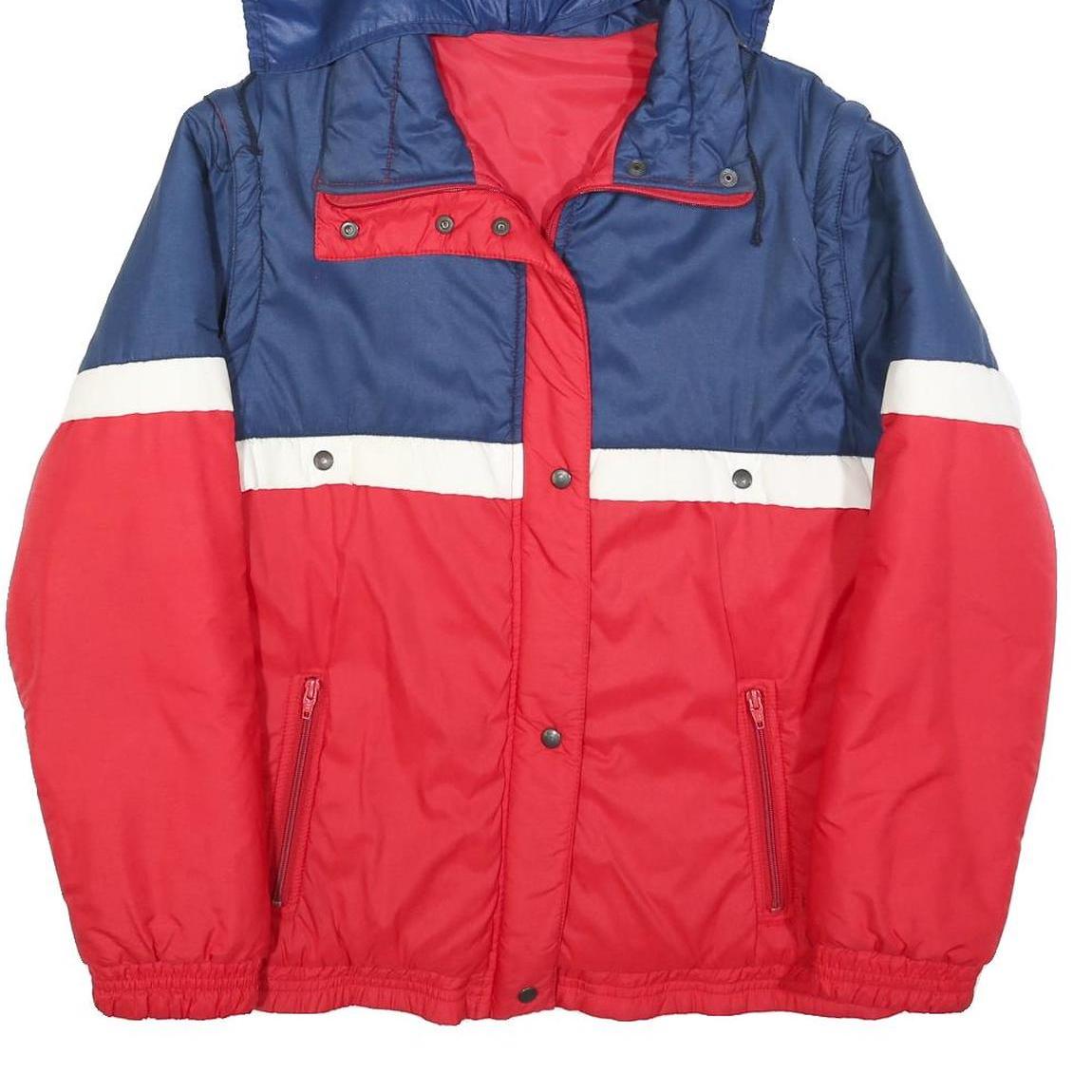 ETIREL Womens Blue & Red Colourblock Hooded Jacket M Polyester Blend Zip