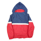 ETIREL Womens Blue & Red Colourblock Hooded Jacket M Polyester Blend Zip