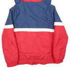 ETIREL Womens Blue & Red Colourblock Hooded Jacket M Polyester Blend Zip