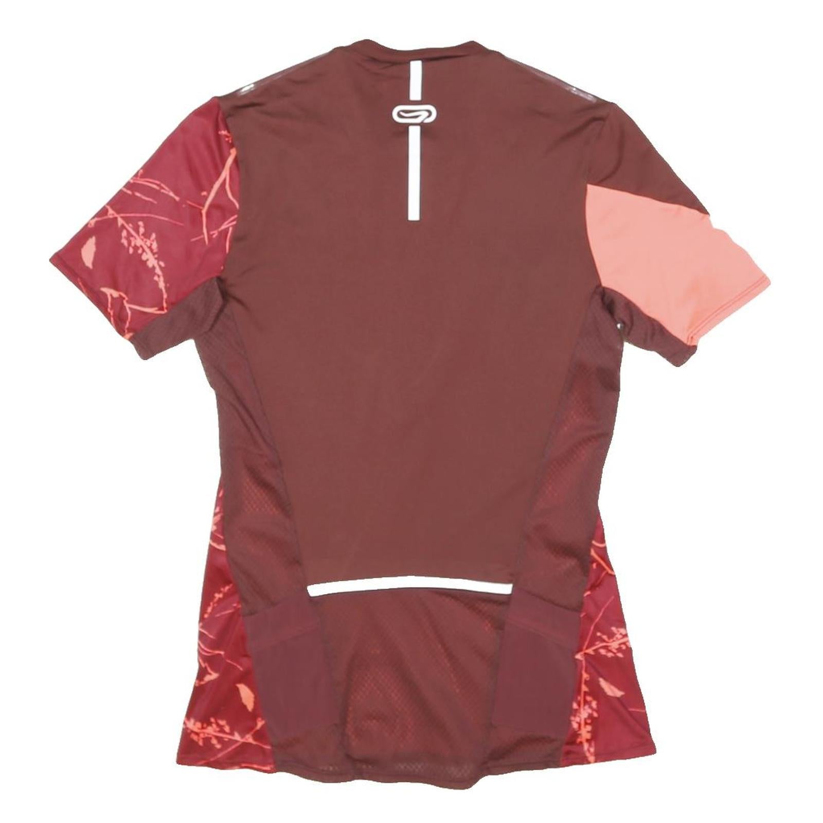 DECATHLON Mens Burgundy & Pink Graphic T-Shirt XS Short Sleeve Crew Neck Sports