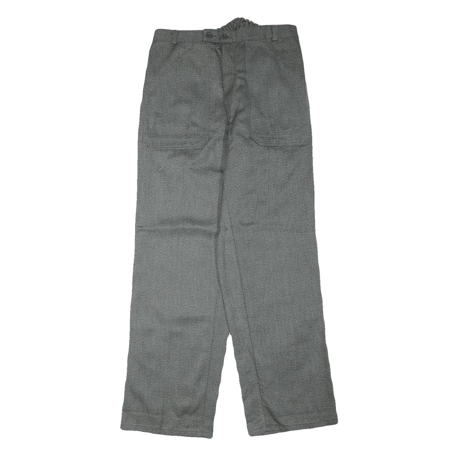 Mens Grey Cotton Blend Relaxed Fit Button Closure Trousers W31 L32 Casual